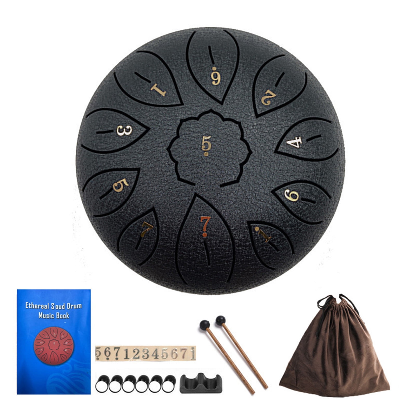 YIFAEUX 6-Inch Steel Tongue Drum with Mallets Note Stickers Stand 11 Notes Meditation Yoga Sound Therapy Hand Pan Drum Musical Percussion Instrument