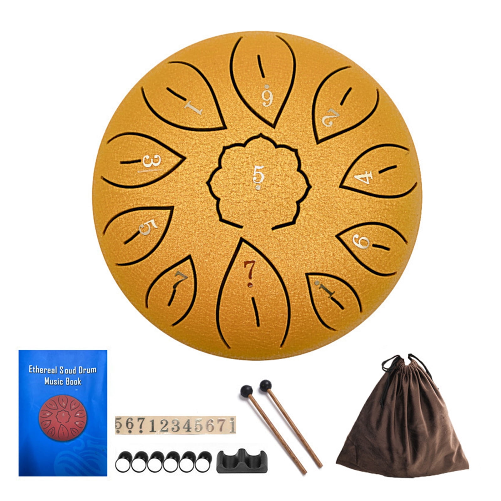 YIFAEUX 6-Inch Steel Tongue Drum with Mallets Note Stickers Stand 11 Notes Meditation Yoga Sound Therapy Hand Pan Drum Musical Percussion Instrument