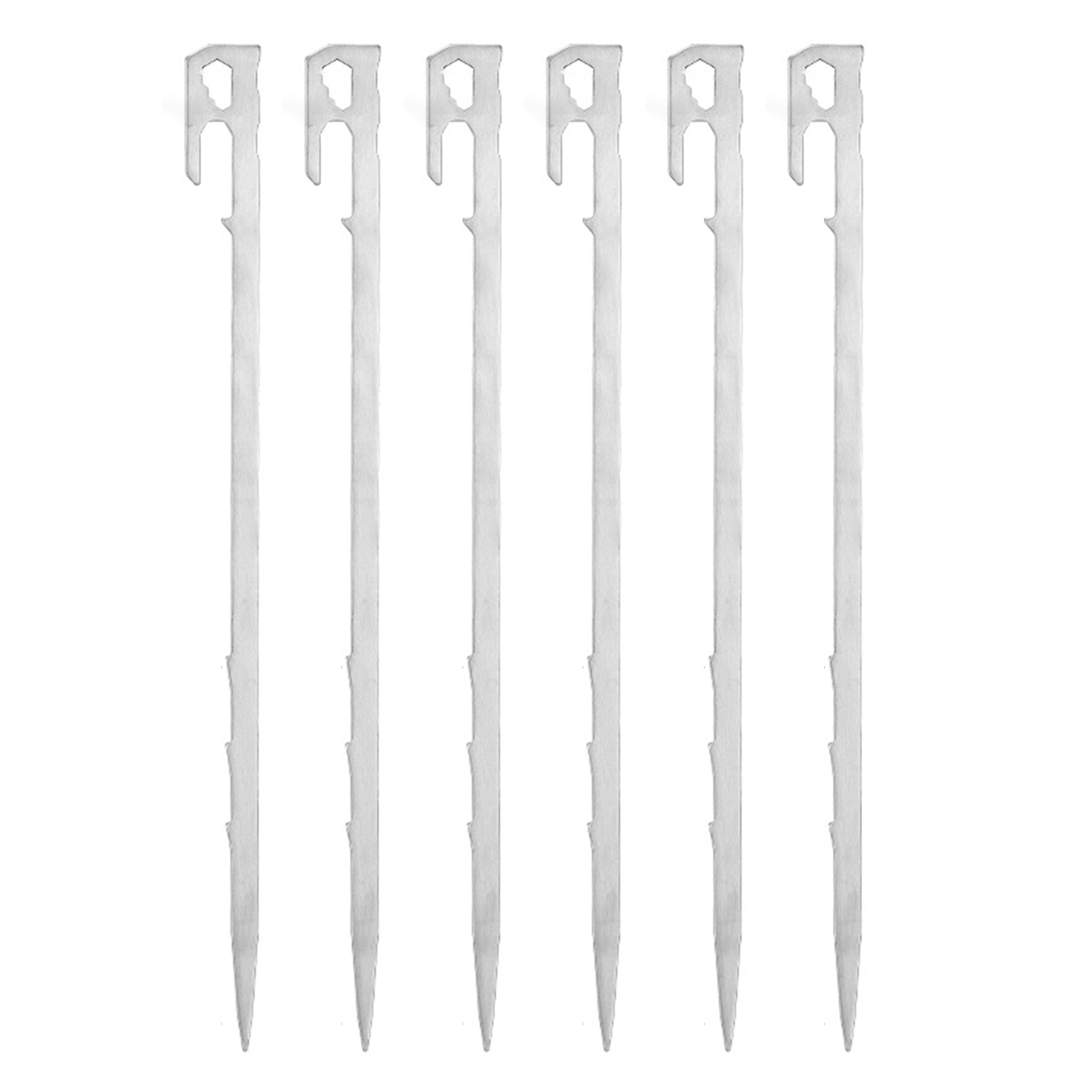 YIFAEUX 6Pcs 20/35CM Camping Tent Stake Heavy Duty Stainless Steel Multi-functional Outdoor Garden Yard Tarp Canopy Windproof Ground Spike Metal Tent Peg