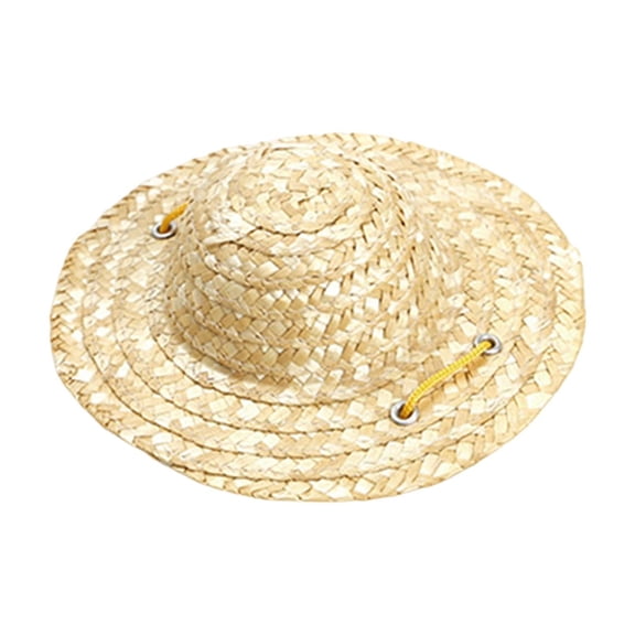 YIFAEUX Adjustable Cat Sun Hat Decorative Pet Accessory with Tie Retro Farmer Style Straw Hat for Cats And Dogs