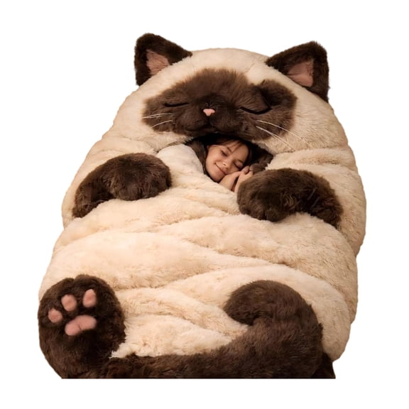 YIFAEUX Adults Plush Envelope Sleeping Bag Cat Frog Shark Snake Rabbit Slumber Bag Home Travel Cold Weather Men Women Plush Animal Nap Mat