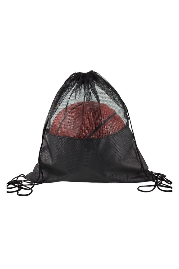 Basketball Storage Bag Sports Gym Backpack Drawstring Design Waterproof Honeycomb Fabric See-Through Mesh Football Soccer Pouch