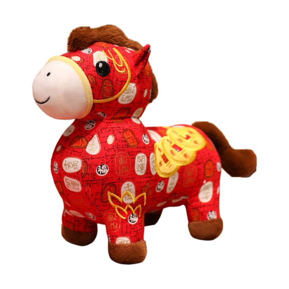 YIFAEUX Blessing Horse Plush Toy Chinese Style Stuffed Horse Doll Good Luck Horse 2026 New Year Gift Year of The Horse Decoration for Couch Sofa Bed Desk