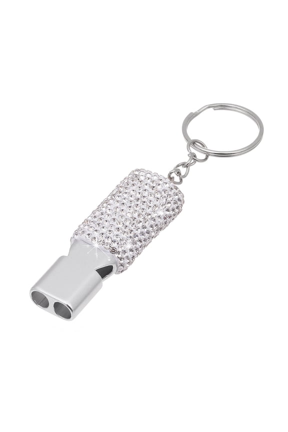 Bling Whistle Metal Rhinestone Whistle with Keychain Shining Whistle with Loud Crisp Sound for Referees Coaches Lifeguards Emergencies
