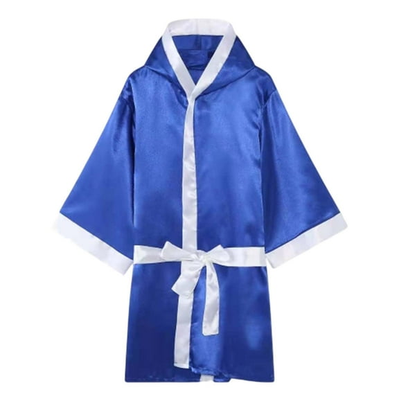 YIFAEUX Boxing Robe Silky Comfortable Loose Fit Long Sleeve Hooded Show Nylon Muay Thai Boxing Robe Boxing Performance