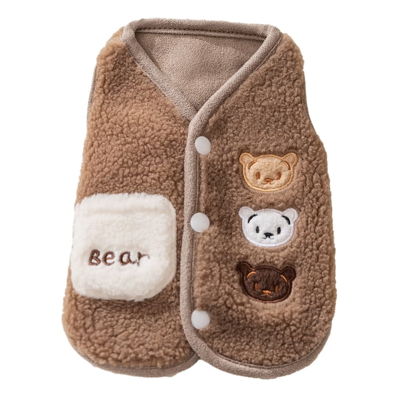 YIFAEUX Cartoon Bear Dog Cardigan Warm Pets Autumn Winter Coat Puppy Vest Cute Poodle Outfit with D-ring for Small Medium Dogs Cat Girl Boy