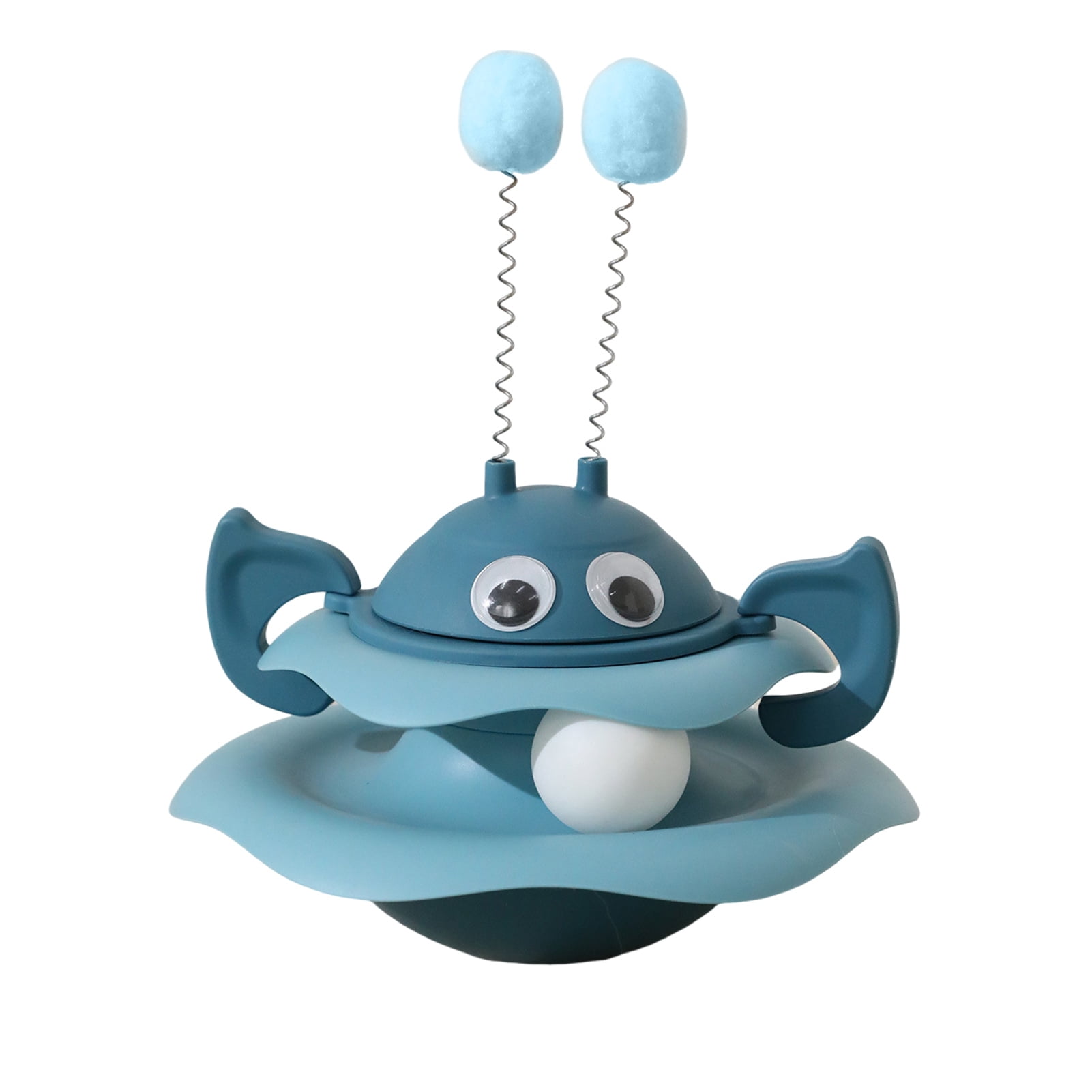 YIFAEUX Cat Ball Track Toy Interactive Bee Shaped Cat Tower with Roller Ball Turntable Tumbler Cat Toy with Spring Pompom Ball for Indoor Cats