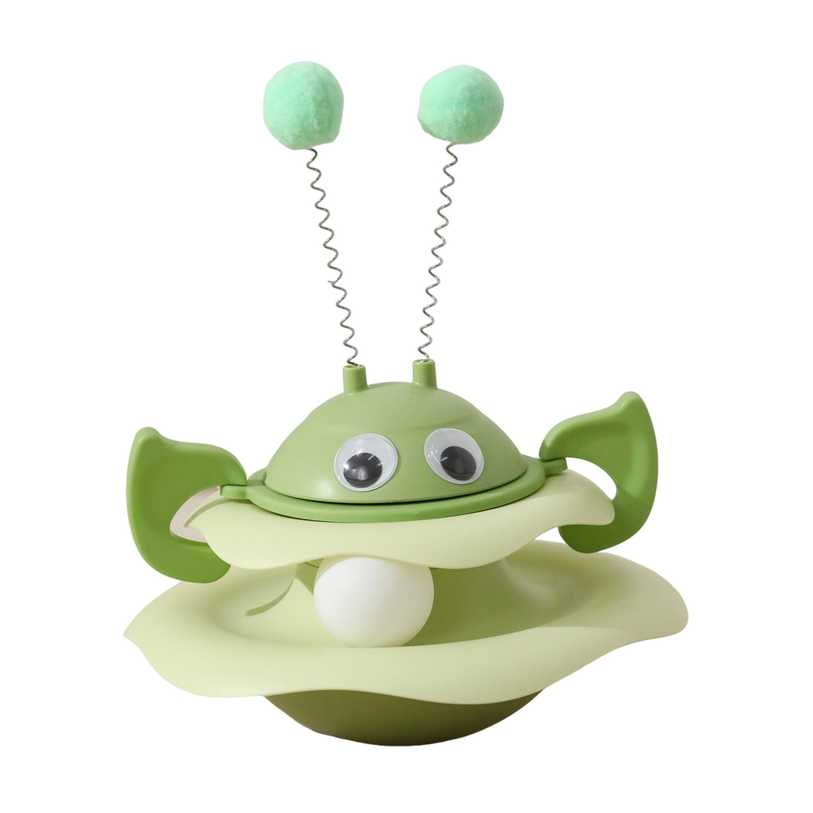 YIFAEUX Cat Ball Track Toy Interactive Bee Shaped Cat Tower with Roller Ball Turntable Tumbler Cat Toy with Spring Pompom Ball for Indoor Cats