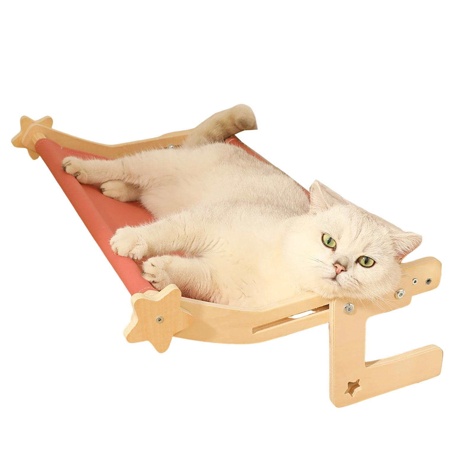 YIFAEUX Cat Hammock Window Perch Adjustable Cat Bed with Wood Frame No Drilling Pet Hammock for Bedside Windowsill Indoor Cats