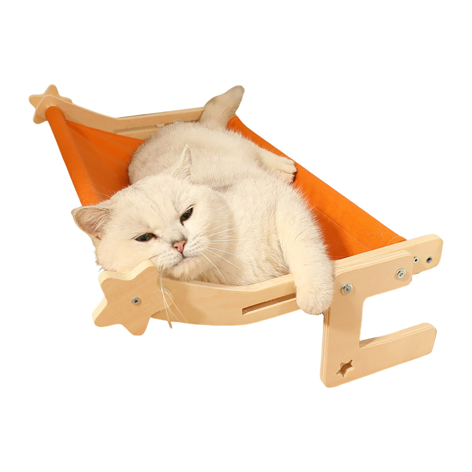 YIFAEUX Cat Hammock Window Perch Adjustable Cat Bed with Wood Frame No Drilling Pet Hammock for Bedside Windowsill Indoor Cats