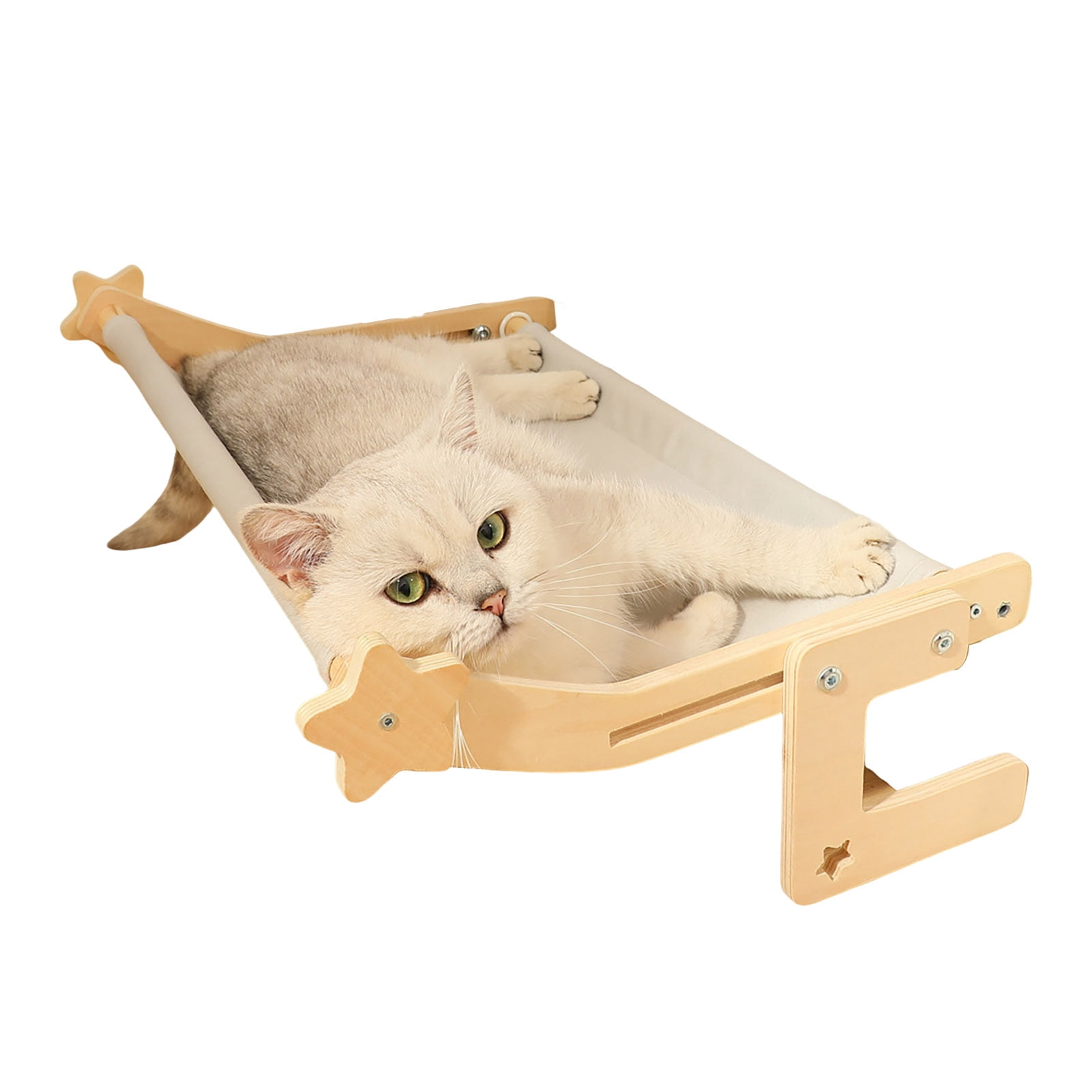 YIFAEUX Cat Hammock Window Perch Adjustable Cat Bed with Wood Frame No Drilling Pet Hammock for Bedside Windowsill Indoor Cats