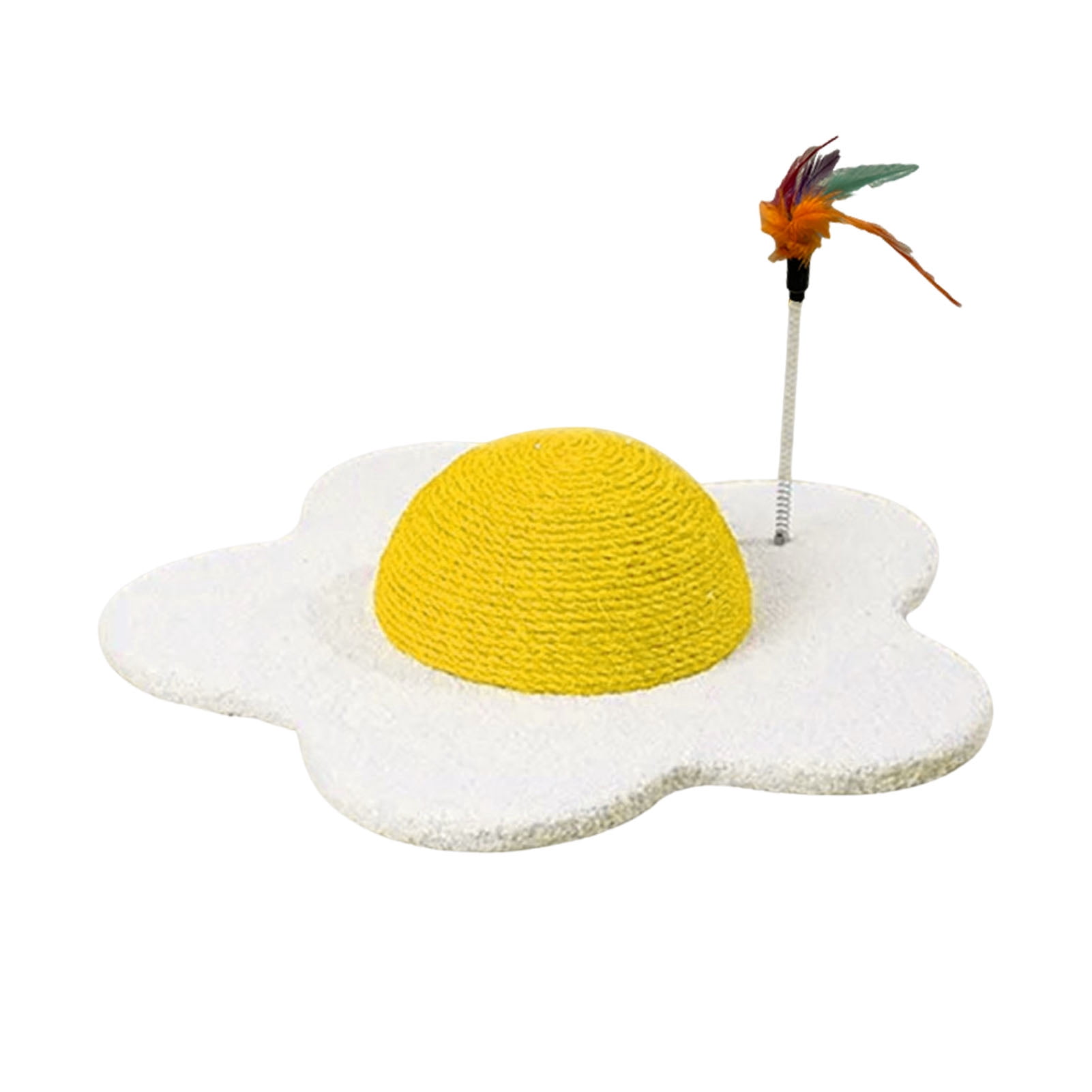 YIFAEUX Cat Scratch Pad Flower Shape Sisal Rope Cat Scratcher Interactive Floor Cat Scratching Board with Spring Plush Bee for Furniture Protector