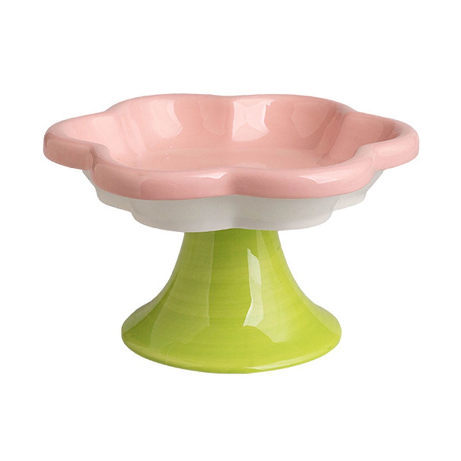 YIFAEUX Ceramic Raised Cat Bowls Flower Design Elevated Cat Food Water Bowl Small Cat Feeding Dish for Cats Small Dogs