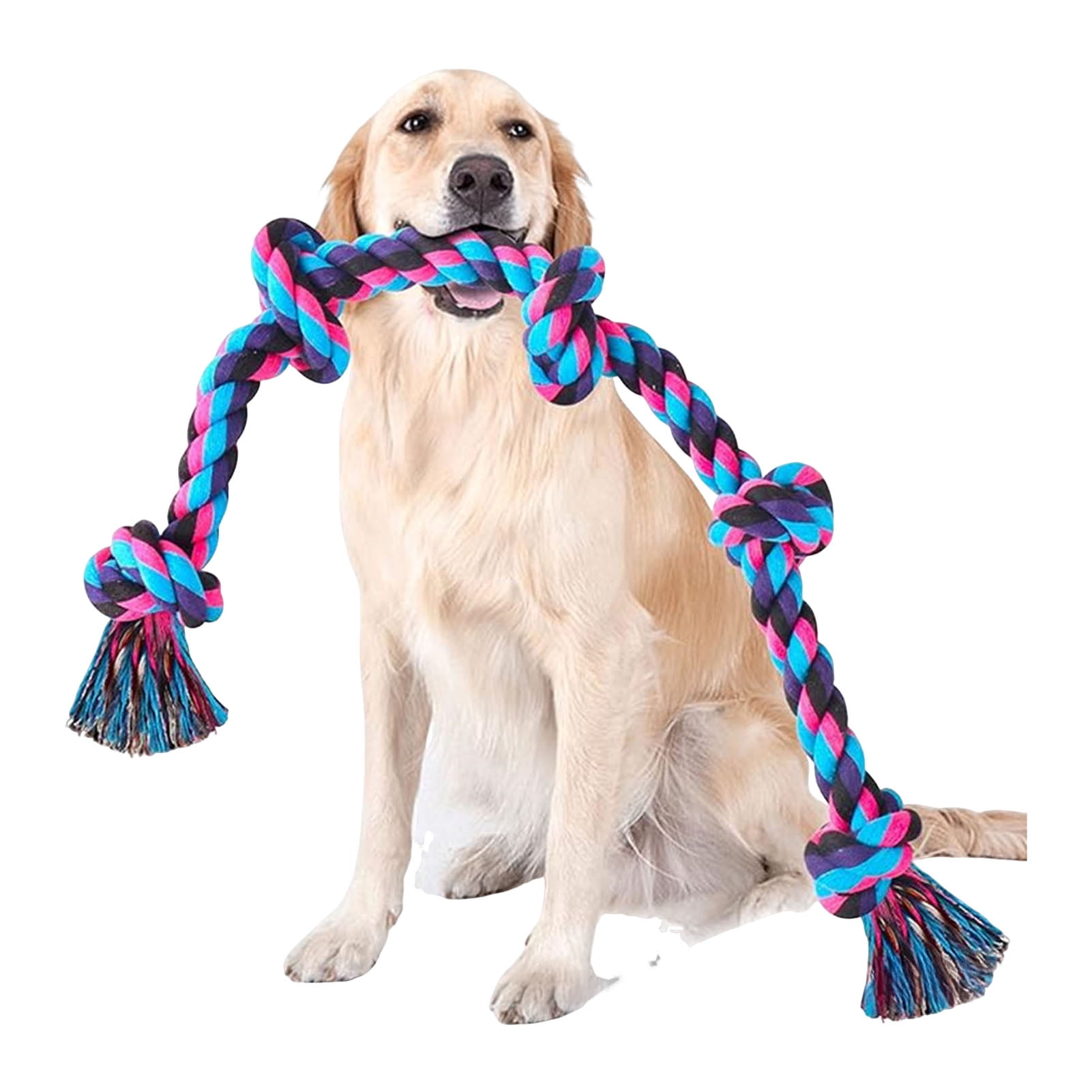 YIFAEUX Christmas Dog Rope Toy 5 Knots Tough Tug Toy Rope Indestructible Dog Chew Rope Toy for Aggressive Chewers Large Breed Dogs Teeth Cleaning Tug of War