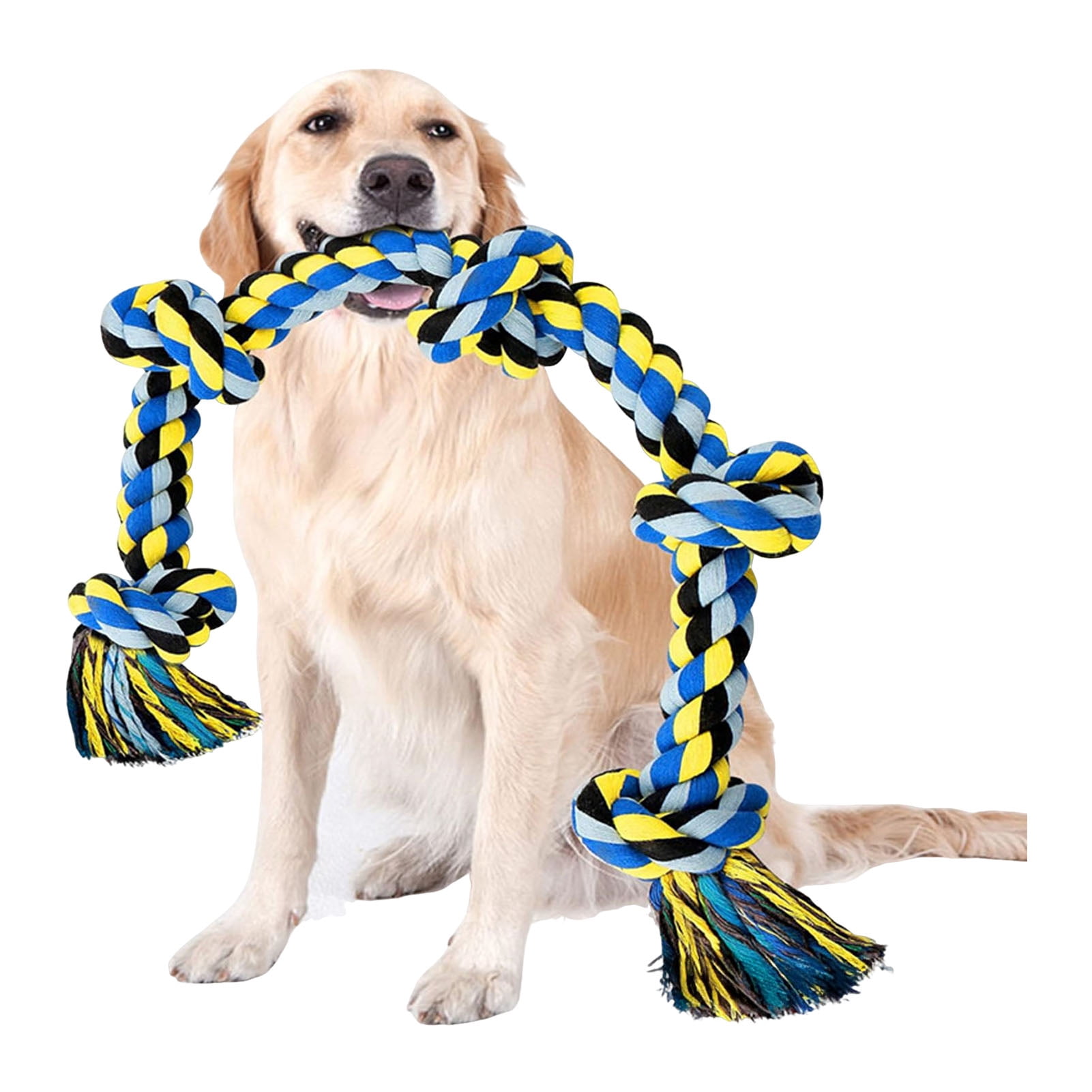 YIFAEUX Christmas Dog Rope Toy 5 Knots Tough Tug Toy Rope Indestructible Dog Chew Rope Toy for Aggressive Chewers Large Breed Dogs Teeth Cleaning Tug of War