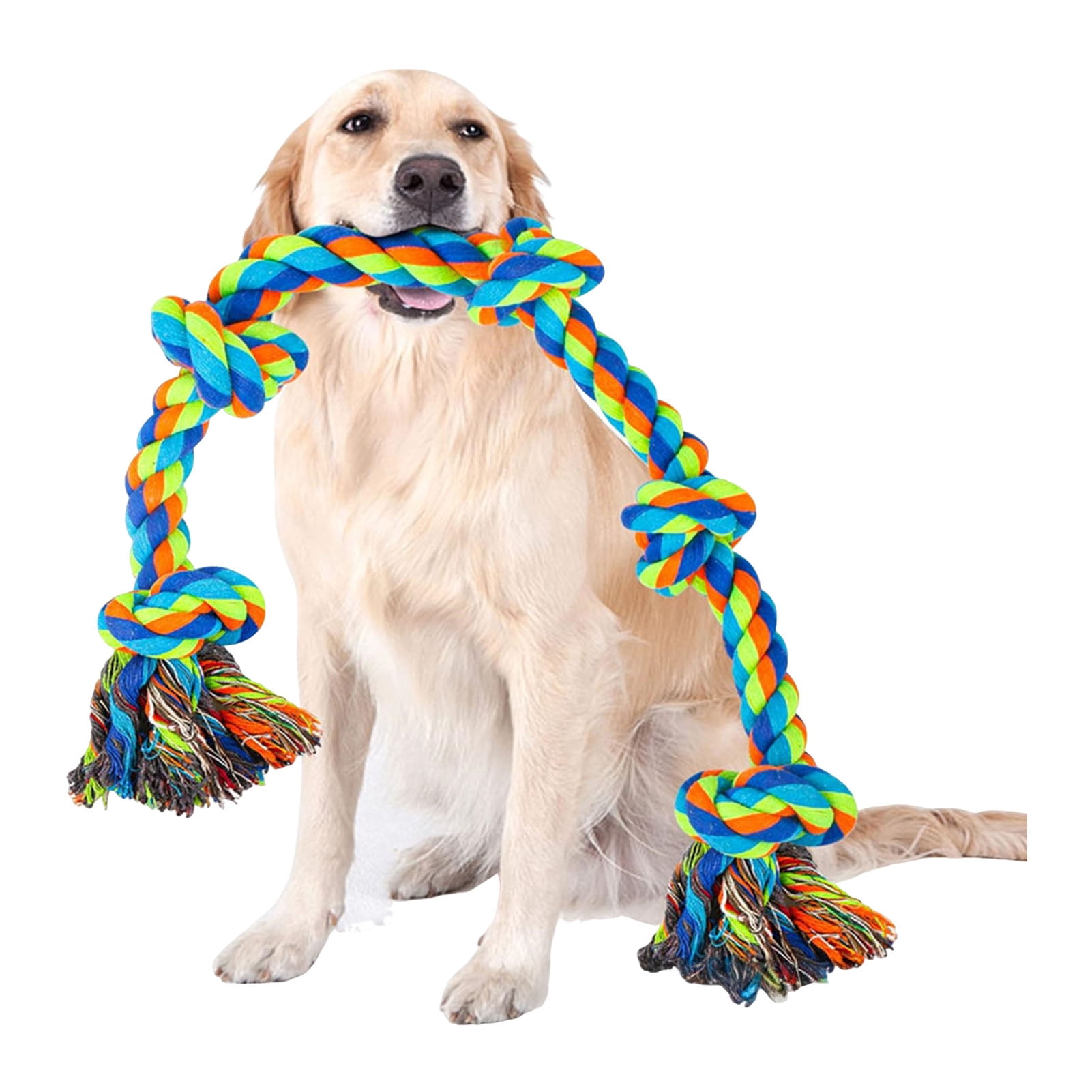 YIFAEUX Christmas Dog Rope Toy 5 Knots Tough Tug Toy Rope Indestructible Dog Chew Rope Toy for Aggressive Chewers Large Breed Dogs Teeth Cleaning Tug of War