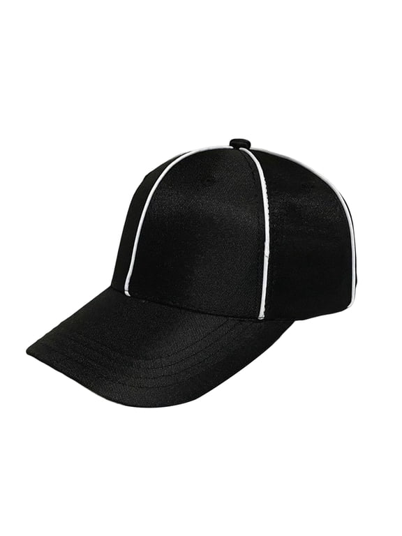 Baseball Hat Contrast Color Long Brim Fasten Tape Adjustable Ponytail Hole Sunscreen Washable Sport Training Referee Hat Headwear