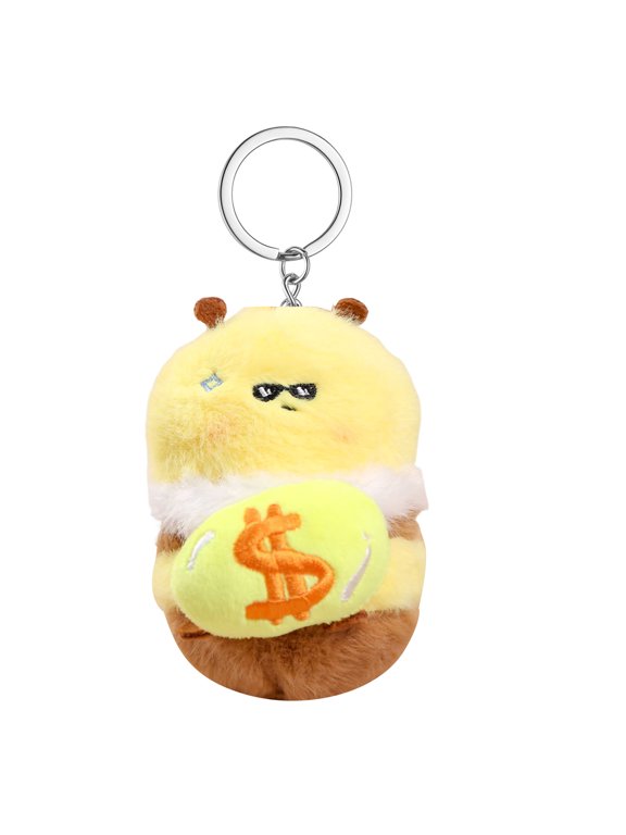 Cute Honey Bee Plush Doll Pendant for Couples Soft Stuffed Animal Keychain Funny Birthday Gift for Kids Friends Boys And Girls