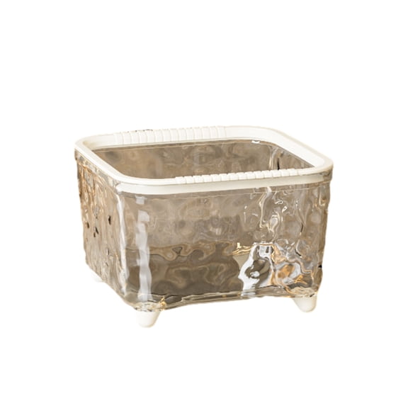 YIFAEUX Desktop Trash Can Transparent Water Ripple Trash Bin with Press Lid Office Wastebasket for Home Bedroom Kitchen Table