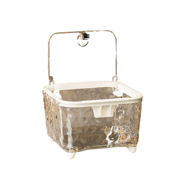 YIFAEUX Desktop Trash Can Transparent Water Ripple Trash Bin with Press Lid Office Wastebasket for Home Bedroom Kitchen Table