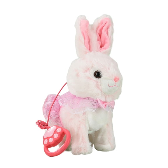 YIFAEUX Electric Plush Rabbit Toy with Leash Singing Walking Bunny Plushie Toddlers Boys Girls Interactive Simulation Stuffed Animal Toy