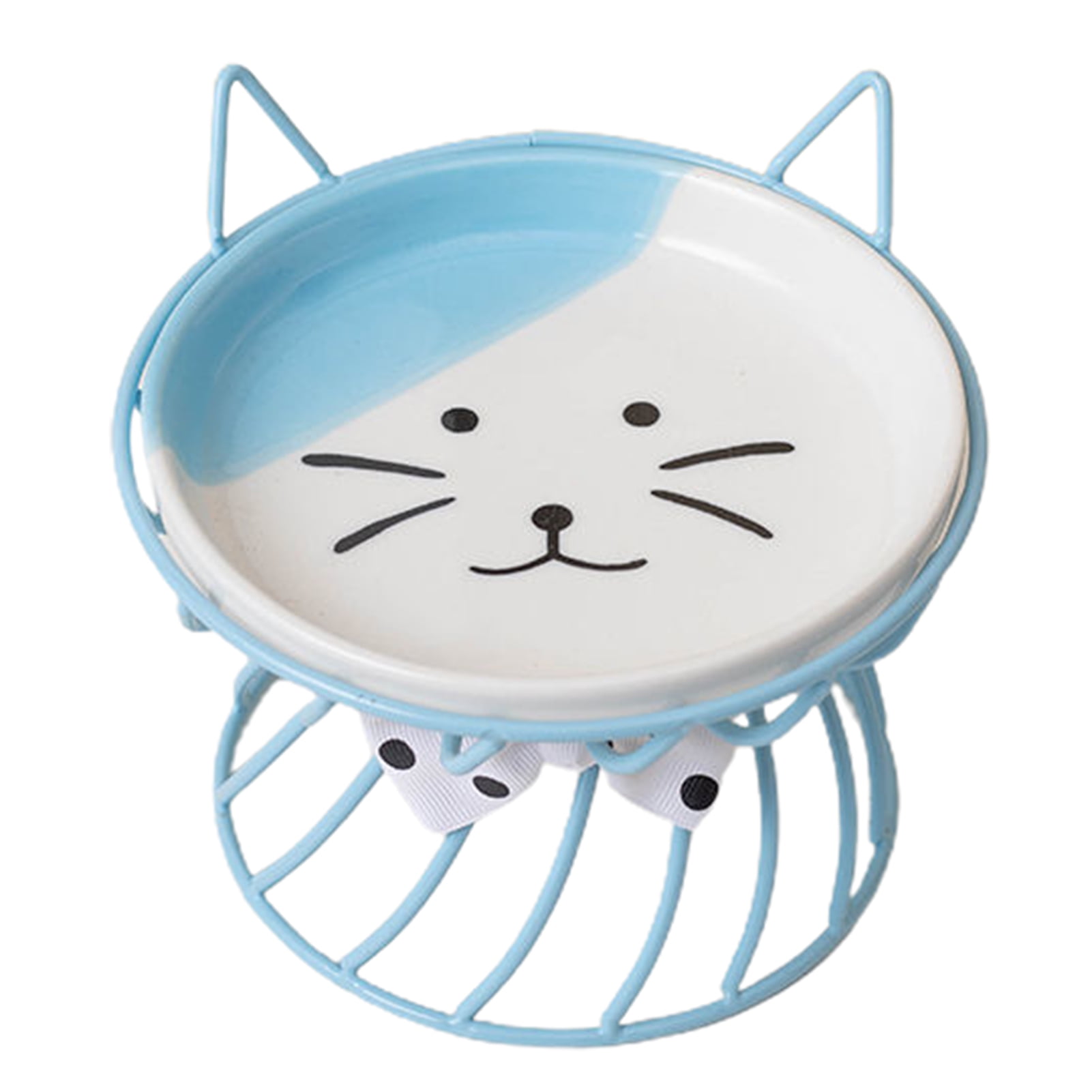 YIFAEUX Elevated Cat Food Bowl Large Capacity Anti-Vomiting Ceramic Cat Dish Plate with Bracket Pet Food Container Pet Supplies
