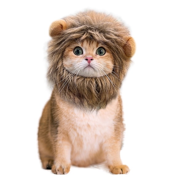 YIFAEUX Halloween Cat Lion Mane Wig Costume Funny Lion Hair Pet Cosplay Outfit with Ear for Holiday Photo Shoot Party Dress-up Accessory