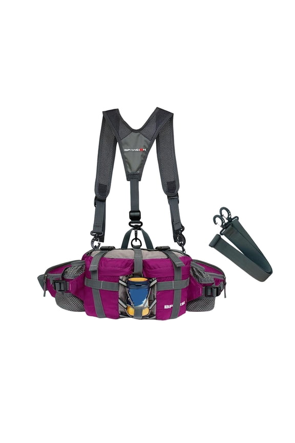 Hiking Fanny Pack Waterproof Outdoor Waist Bag with 2 Water Bottle Holders Hunting Lumbar Backpack for Camping Biking Fishing