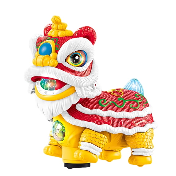 YIFAEUX Kids Electric Lion Dance Toy with LED Light Music Toddlers Boys Girls Shaking Head Walking Cartoon Awake Lion Toy Chinese New Year Decoration