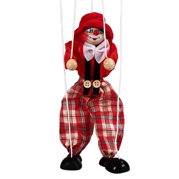 YIFAEUX Marionette Clown Puppet Toy Pull Rope Wooden Puppet Doll Interactive Kids Hand Pirate Puppetry Boys Girls Birthday Christmas Gifts