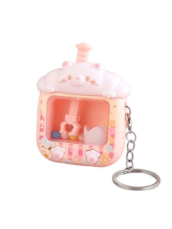 Mini Claw Machine Keychain Teens Adults Stress Relief Small Catching Game Machine Key Ring Handbag Backpack Hanging Decoration