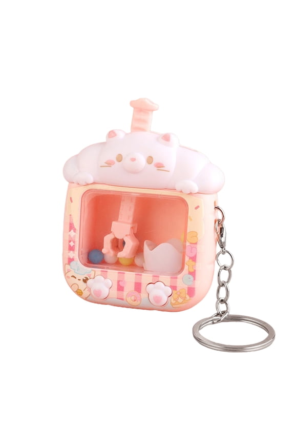 Mini Claw Machine Keychain Teens Adults Stress Relief Small Catching Game Machine Key Ring Handbag Backpack Hanging Decoration