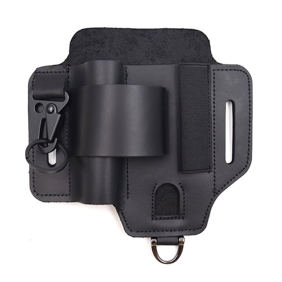 YIFAEUX Multitool Belt Sheath Faux Leather EDC Belt Organizer 3 Pockets Belt Pouch with Flashlight Holder Pen Holder Keychain Clip for Men