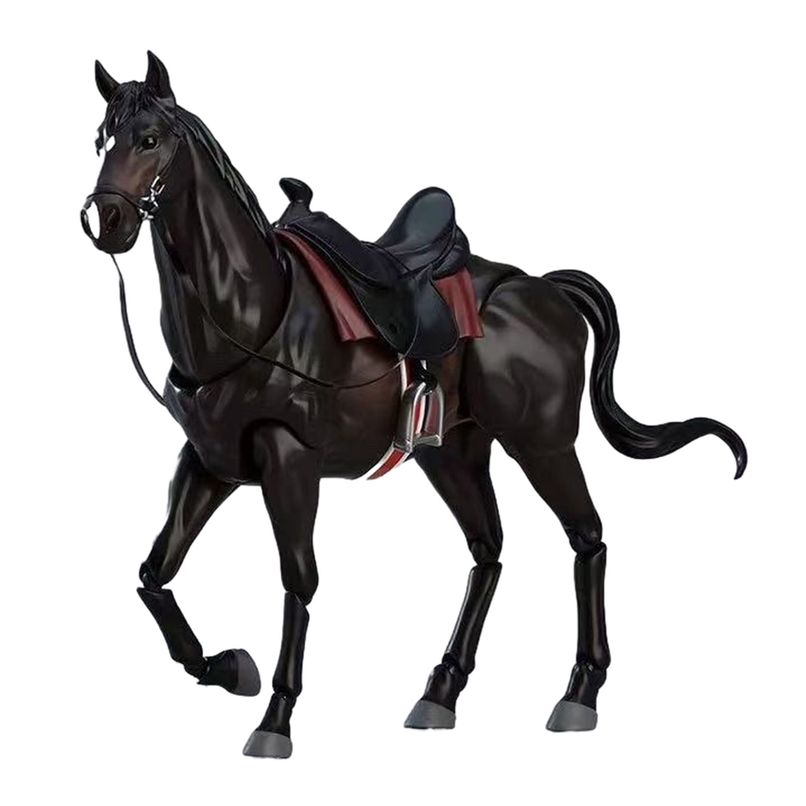 YIFAEUX PVC Horse Figure Movable Joints Simulation Horse Figurine with Saddle Miniature Horse Model Collectible Toy Decoration Ornament