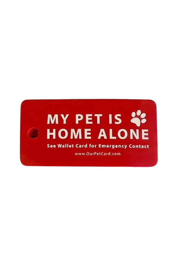 Pet Is Home Alone Keychain Pet Safety Alert Key Tag Keychain with Emergency Contact Wallet Card for Outdoors Shopping