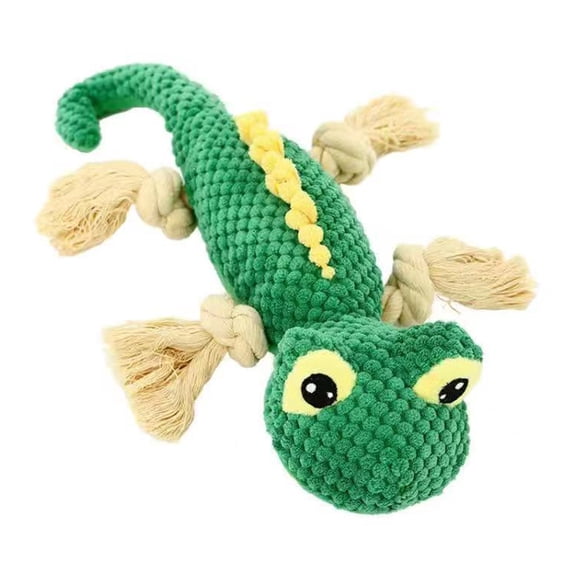 YIFAEUX Pet Toy Knitted Cartoon Lizard Shape Bite-resistant Indestructible Stress Relief Sound Making Squeaky Relieve Boredom Soft Elastic Teeth Grinding Dog Cat Companion Doll Chew Toy
