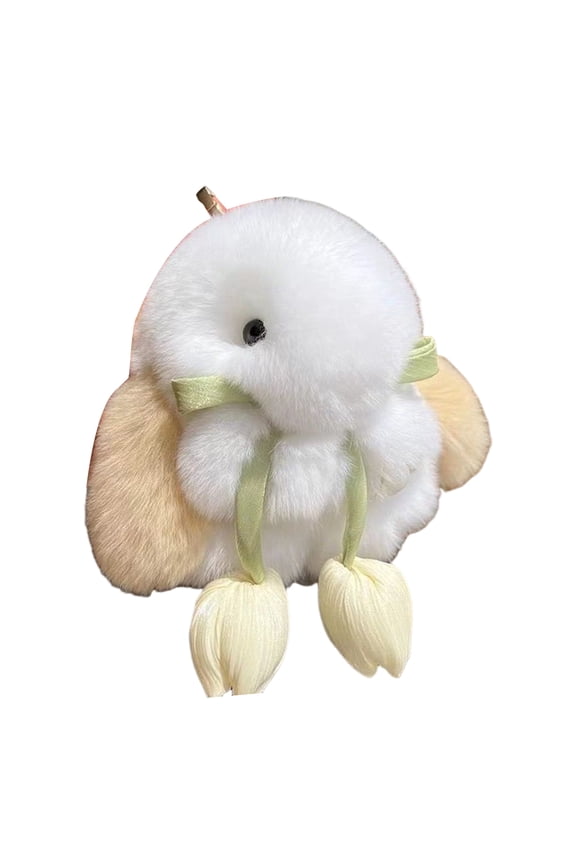 Plush Bunny Keychain Mini Fluffy Rabbit Key Ring Backpack Schoolbag Hanging Decoration Bag Charm Purse Pendant Women Girls Gift