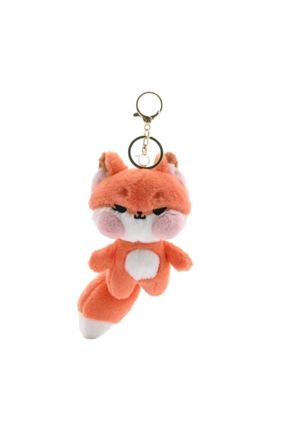 Plush Pink Cheek Fox Keychain Stuffed Animal Doll Key Ring Holder DIY Handbag Pendant Backpack Decoration Kids Adults Birthday Gift