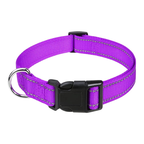 YIFAEUX Reflective Dog Collar Nylon Dog Collar with Metal D-Ring Adjustable Fit Safe Dog Collar for Small Large Medium Dogs Night Walking