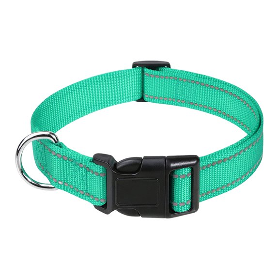 YIFAEUX Reflective Dog Collar Nylon Dog Collar with Metal D-Ring Adjustable Fit Safe Dog Collar for Small Large Medium Dogs Night Walking