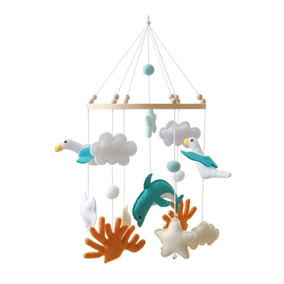 YIFAEUX Seagull Baby Crib Mobile Ocean-Themed Handmade Felt Hanging Decor Soft Stroller Hanging Toy for Newborns