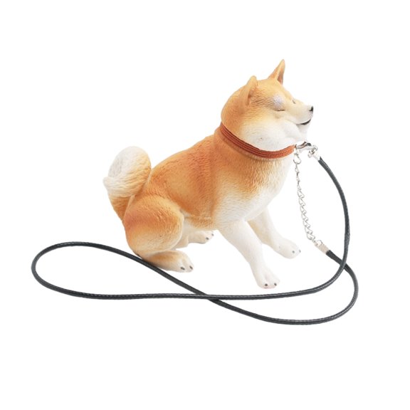YIFAEUX Simulation Dog Figurine with Chain Rope Miniature Sitting Dog Statue Sculpture Mini Dog Model Educational Animal Toy Dog Lovers Gift