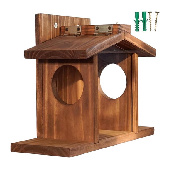 YIFAEUX Squirrel Feeder Chipmunk Picnic Table Feeder with Corn Cob Holder Wooden Squirrel House Outdoor Squirrel Feeder Garden Decor
