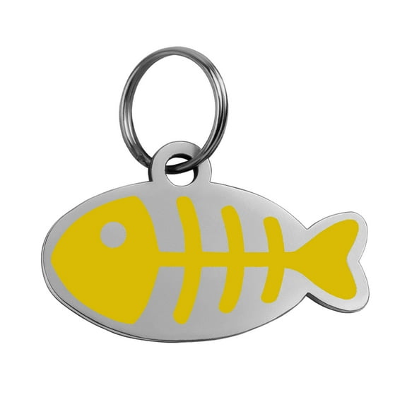 YIFAEUX Stainless Steel Pet Tag for Small Dogs Cats Rust-Proof Engraved Letters Fish Shape Corrosion-resistant Kitten Name Tags