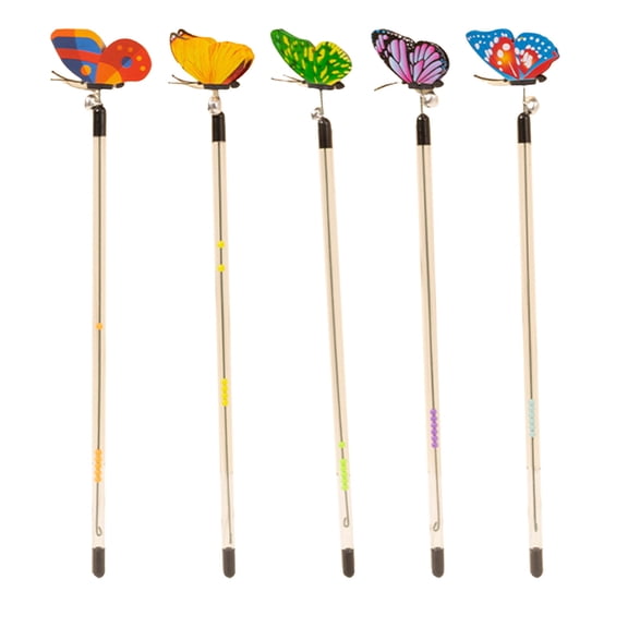 YIFAEUX Telescopic Cat Stick Toy with Bell Retractable Interactive Kitten Wand Butterfly Cat Teaser Stick Funny Cat Charmer for Indoor Cats