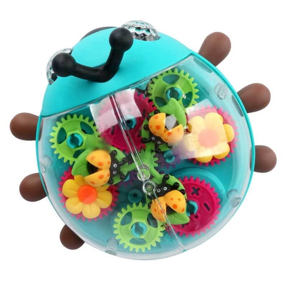 YIFAEUX Transparent Electric Ladybug Gear Toy with Flashing Lights & Music Automatically Change Direction Car Toy Kids Multicolored Ladybug Vehicle Toy Boys Girls Birthday Gift