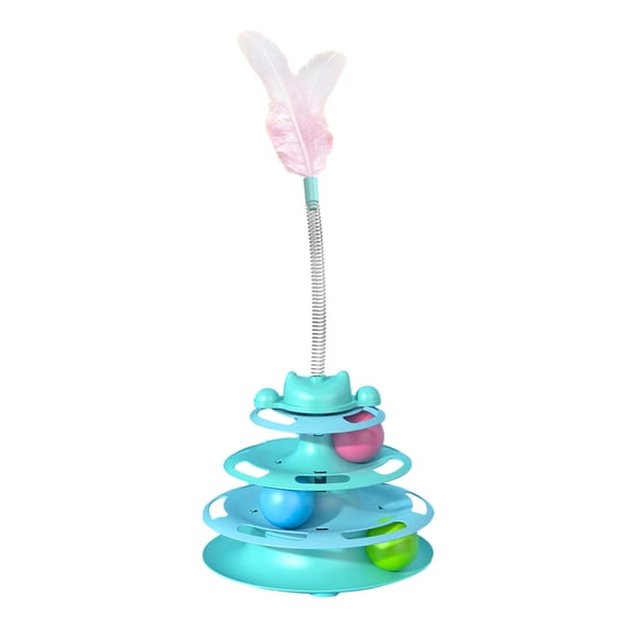 YIFAEUX Turntable Tower Cat Toy 3-Tier Roller Track Toy with Spinning Balls Interactive Self Play Cat Teaser for Bored Indoor Adult Cats