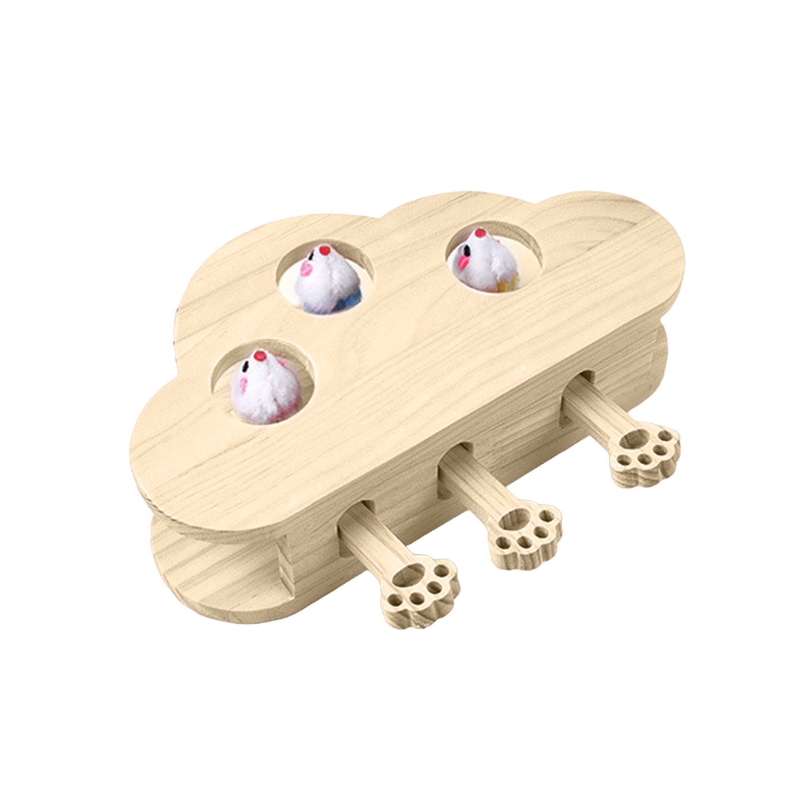 YIFAEUX Whack-A-Mole Cat Toy Wooden Interactive Cloud Shaped Cat Toy Whack A Mole Game Scratcher Cat Toy for Indoor Use