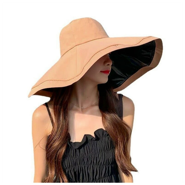 YIFAFA Hat Women's Summer New Style Chanel Style Black Glue Fisherman's Hat  Oversized Cornice Basin Hat Bow Sun Protection Sunshade Hat