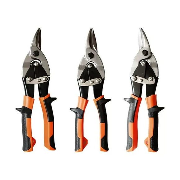 YIFEI 3-Piece Aviation Snips Set  Heavy-Duty Metal Cutting Shears for Sheet Metal, Chrome-Vanadium Steel Blades, Straight/Left/Right Cuts